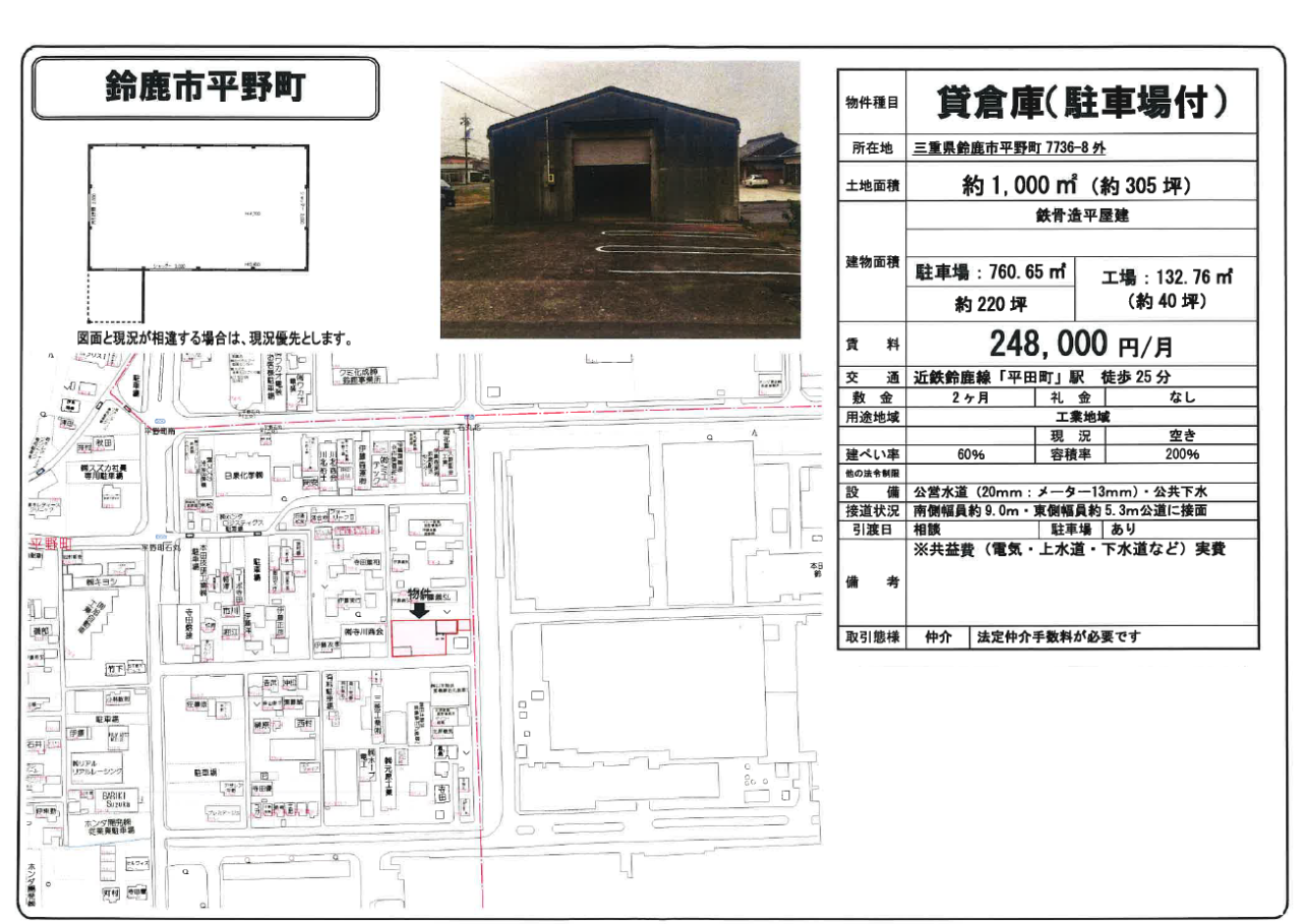 【募集】平野町にある貸倉庫ご案内